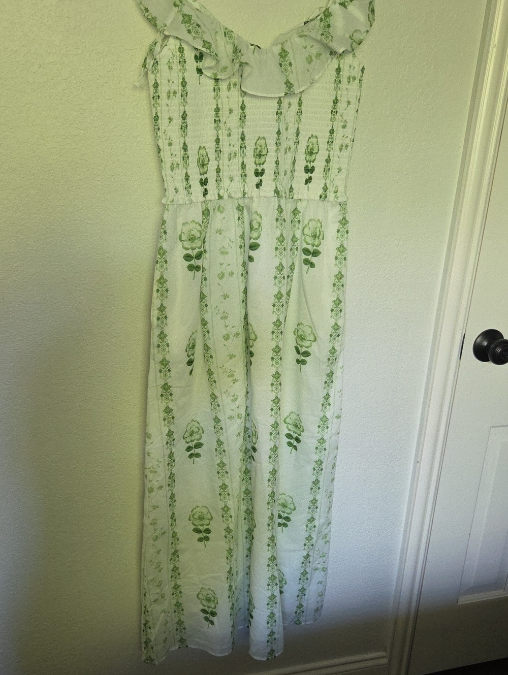 Hill House Green Floral Smocked Maxi Dress for Kids